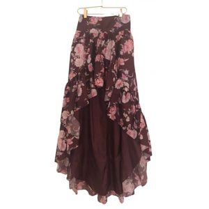 LoveShackFancy High-Low floral print maxi skirt